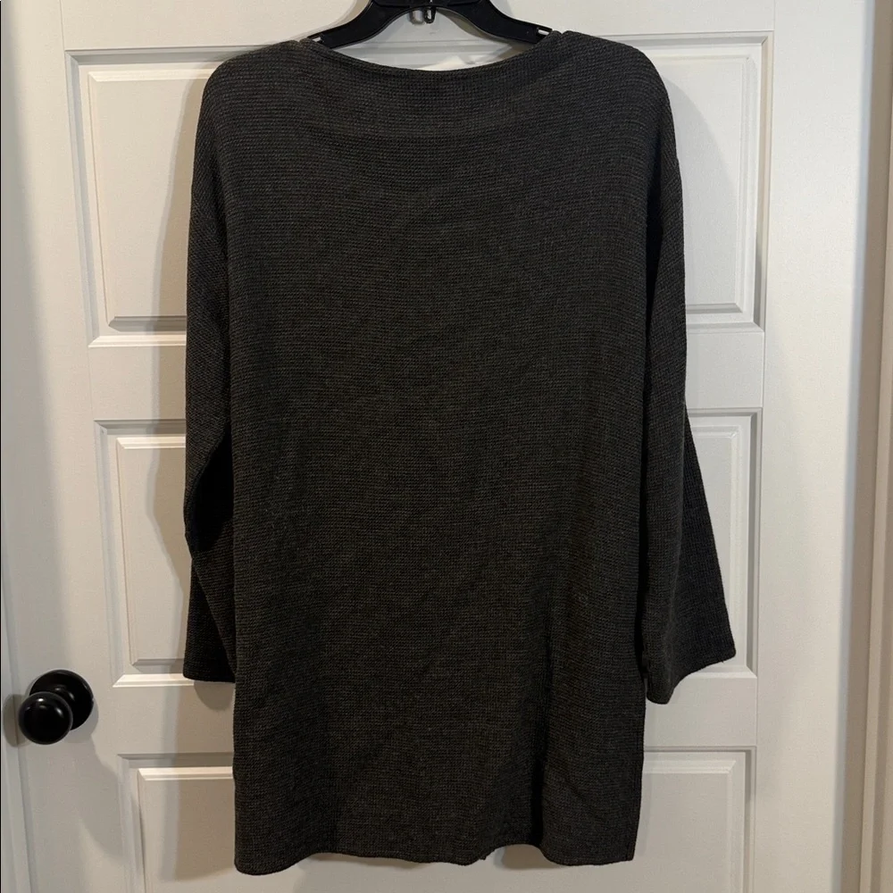 Eileen Fisher waffle knit button down tunic small